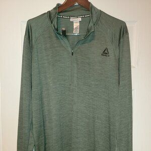 Reebok Men's Quarter Zip Pullover, Duck Green Heather, 2XL, 100% Polyester